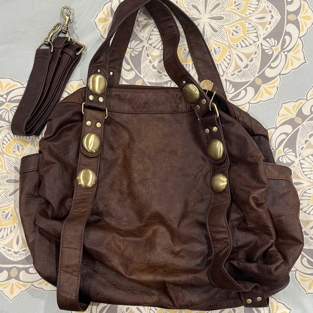 Big Buddha Dark Brown Tote with Gold Accents